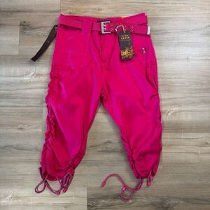 New Crest Hot Pink Capri Pants With Drawstrings And Scrunching Size 15/16 Comfy
